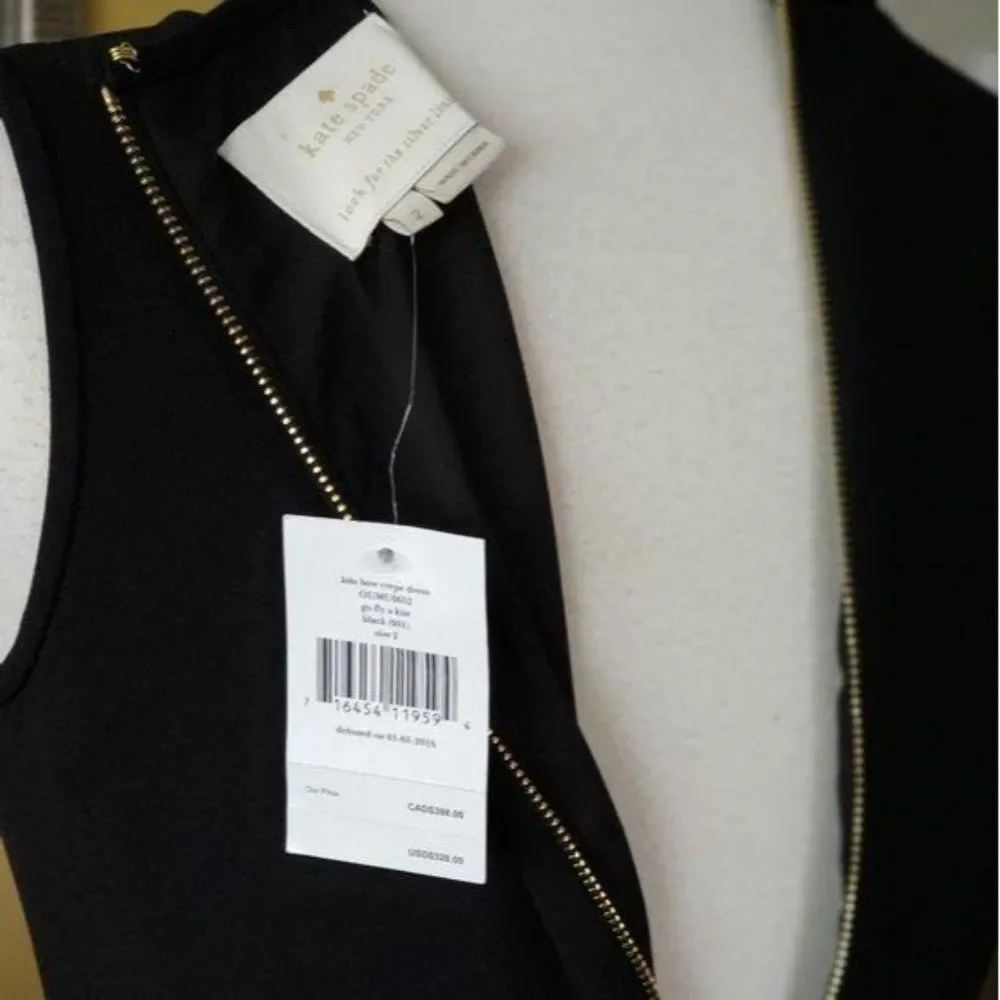 Kate Spade Fit & Flare Crepe Sleeveless Dress Bows Black Women's Size 2
